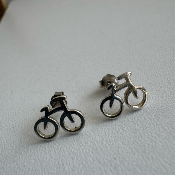Sterling Silver Bicycle Stud Earrings 🚲 - Picture 7 of 7